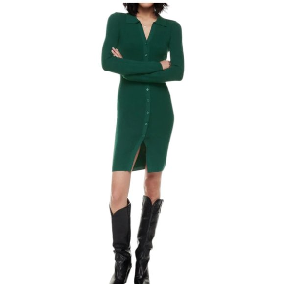 Aritzia Wilfred Cove Dress sweater dress in Cucamelon Green - Picture 1 of 15